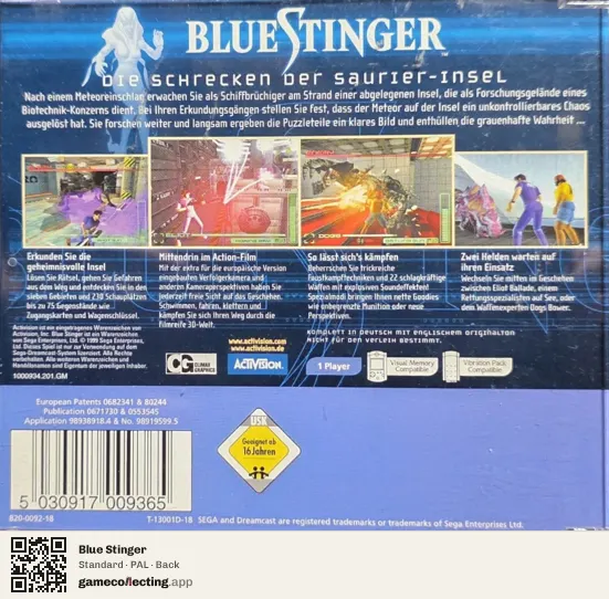 Blue Stinger Sega Dreamcast, PAL box back
