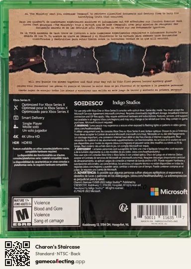 Charon's Staircase Xbox Series X, NTSC box back