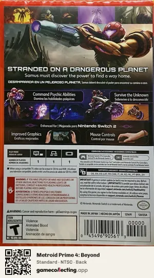 Metroid Prime 4: Beyond Nintendo Switch 2, NTSC box back