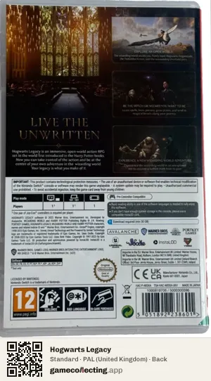 Hogwarts Legacy Nintendo Switch, United Kingdom box back