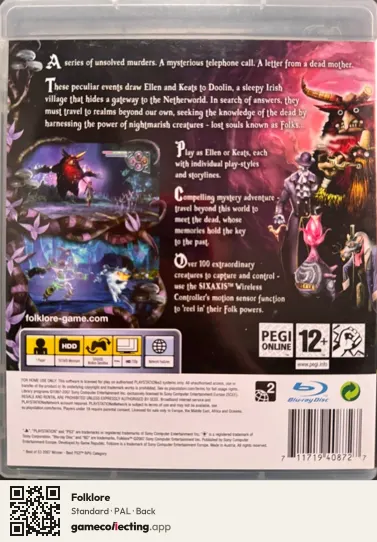 Folklore PlayStation 3, PAL box back