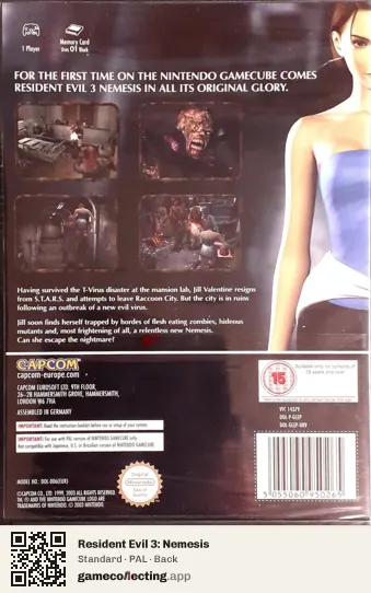 Resident Evil 3: Nemesis Nintendo GameCube, PAL box back