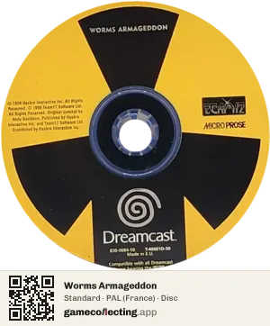 Worms Armageddon Sega Dreamcast, PAL disc