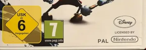 Disney Epic Mickey, the USK square on its front