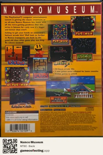 Namco Museum PlayStation 2, NTSC box back