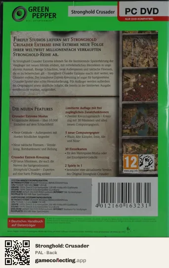 Stronghold: Crusader Computer, PAL box back
