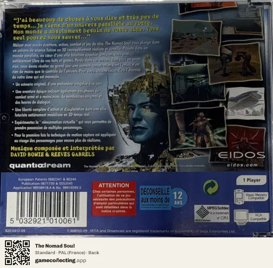 The Nomad Soul Sega Dreamcast, France box back