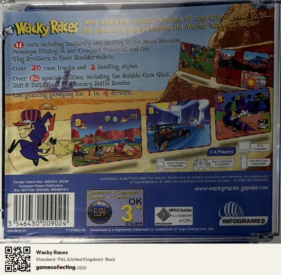 Wacky Races Sega Dreamcast, United Kingdom box back