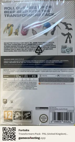 Fortnite Nintendo Switch, United Kingdom box back
