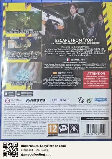 Undernauts: Labyrinth of Yomi PlayStation 5, PAL box back