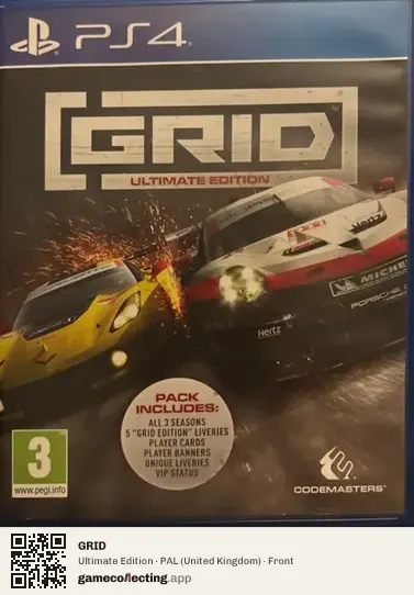 GRID PlayStation 4, United Kingdom box front
