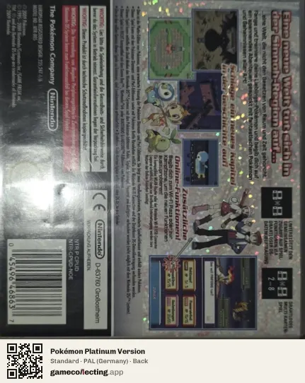 Pokémon Platinum Version Nintendo DS, Germany box back