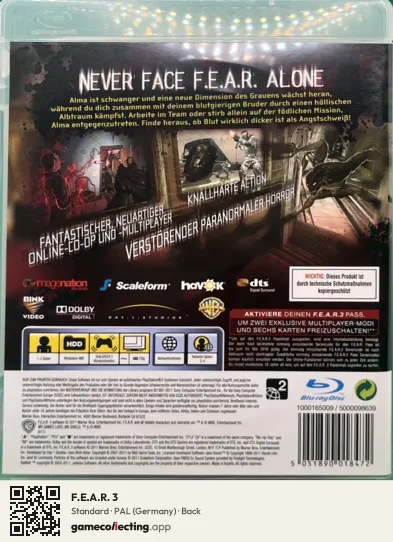 F.E.A.R. 3 PlayStation 3, Germany box back
