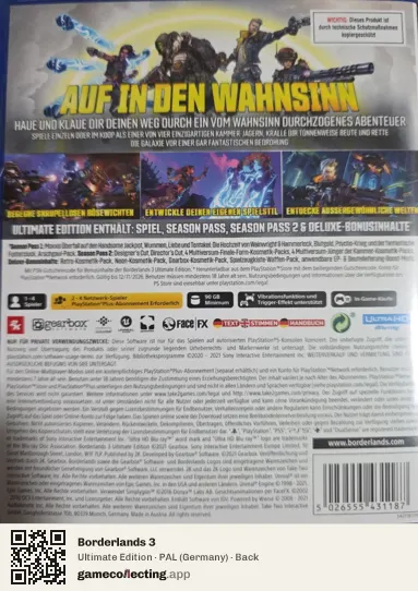 Borderlands 3 PlayStation 5, Germany box back