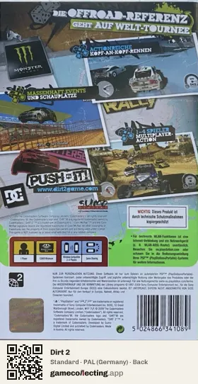 Dirt 2 PlayStation Portable, Germany box back