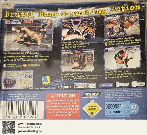 WWF Royal Rumble Sega Dreamcast, PAL box back