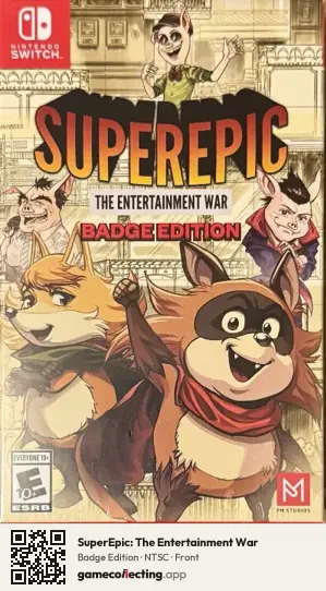 SuperEpic: The Entertainment War Nintendo Switch, NTSC box front
