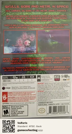 Valfaris Nintendo Switch, NTSC box back