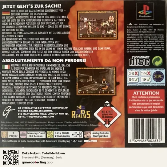 Duke Nukem: Total Meltdown PlayStation, Germany box back