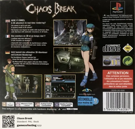 Chaos Break PlayStation, PAL box back