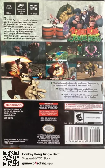 Donkey Kong Jungle Beat Nintendo GameCube, NTSC box back