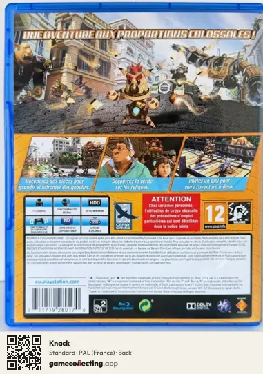 Knack PlayStation 4, France box back