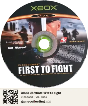 Close Combat: First to Fight Xbox, PAL disc