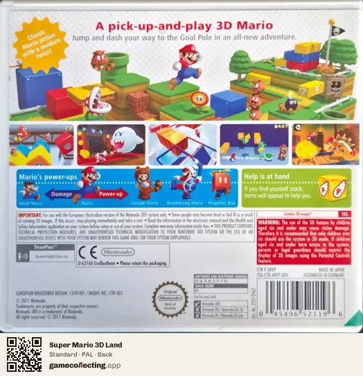 Super Mario 3D Land Nintendo 3DS, PAL box back