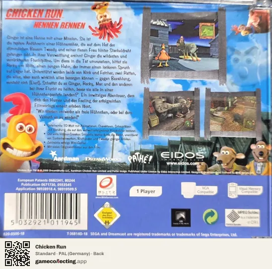 Chicken Run Sega Dreamcast, Germany box back