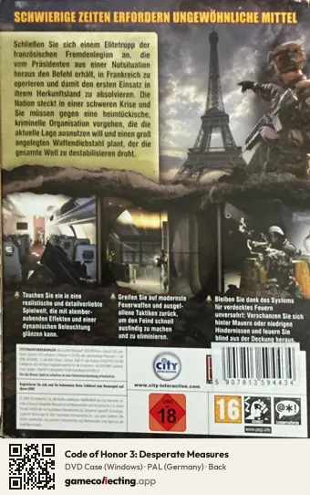 Code of Honor 3: Desperate Measures Computer, Germany box back