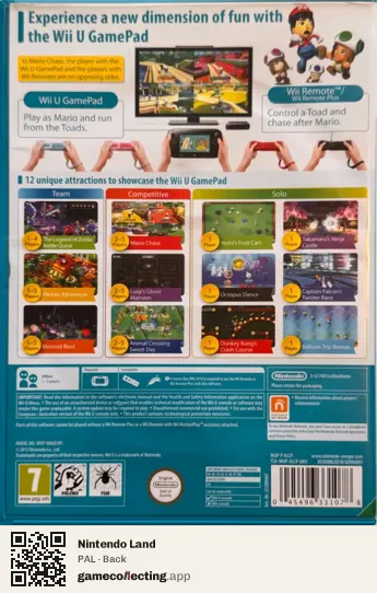 Nintendo Land Nintendo Wii U, PAL box back