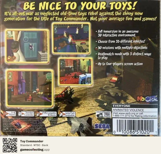 Toy Commander Sega Dreamcast, NTSC box back