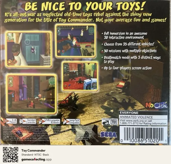 Toy Commander Sega Dreamcast, NTSC box back