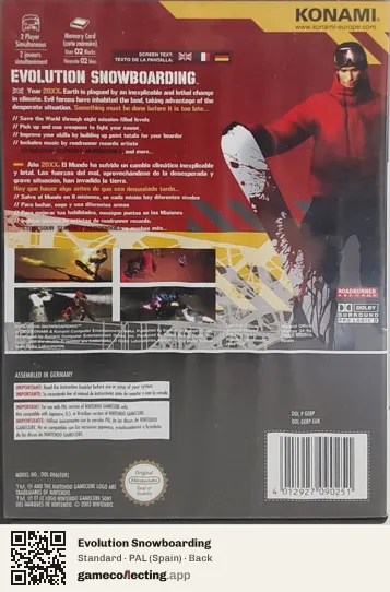 Evolution Snowboarding Nintendo GameCube, Spain box back