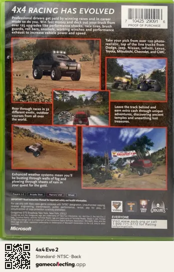 4x4 Evo 2 Xbox, NTSC box back