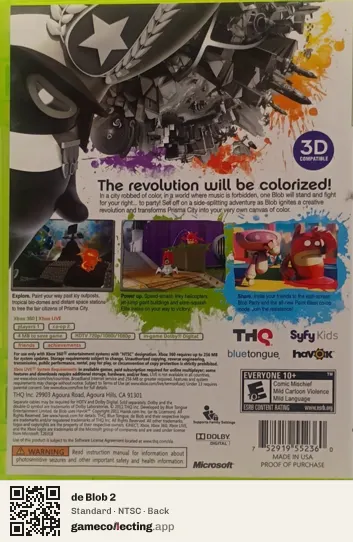 de Blob 2 Xbox 360, NTSC box back