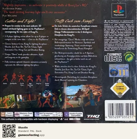 Shaolin PlayStation, PAL box back