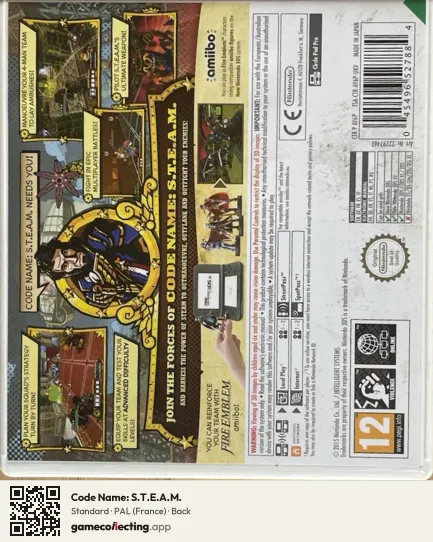 Code Name: S.T.E.A.M. Nintendo 3DS, France box back