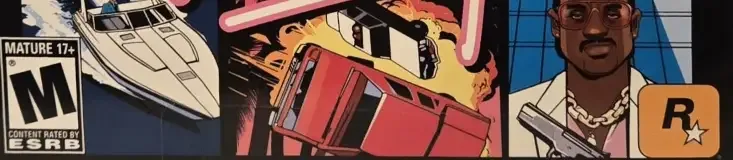 Grand Theft Auto: Vice City, the ESRB box on its front