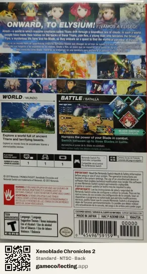 Xenoblade Chronicles 2 Nintendo Switch, NTSC box back