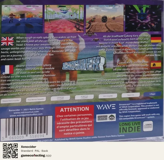 Xenocider Sega Dreamcast, PAL box back