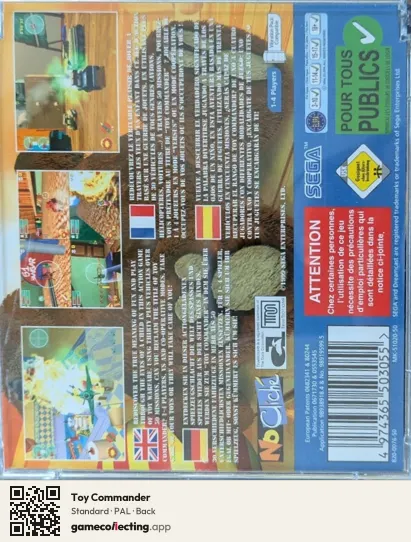 Toy Commander Sega Dreamcast, PAL box back