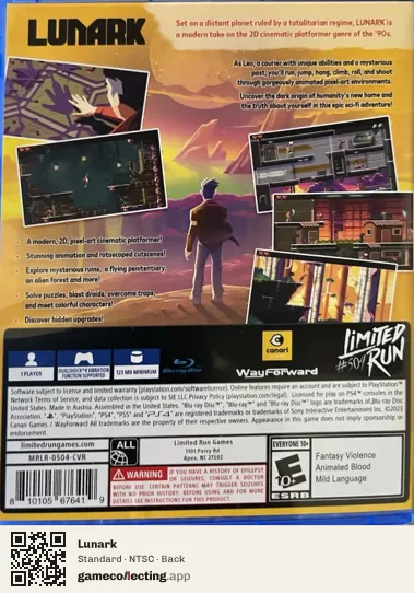 Lunark PlayStation 4, NTSC box back