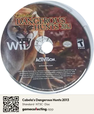 Cabela's Dangerous Hunts 2013 Nintendo Wii, NTSC disc
