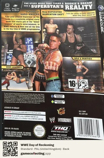 WWE Day of Reckoning Nintendo GameCube, United Kingdom box back