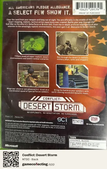 Conflict: Desert Storm Xbox, NTSC box back