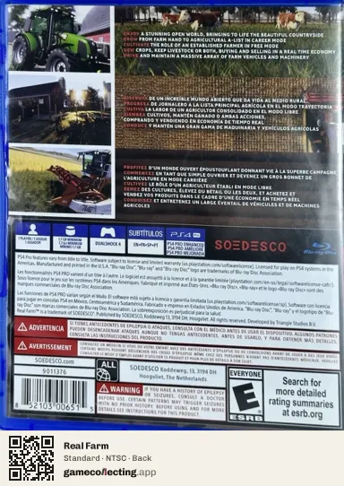 Real Farm PlayStation 4, NTSC box back
