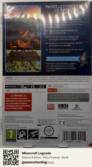 Minecraft Legends Nintendo Switch, France box back