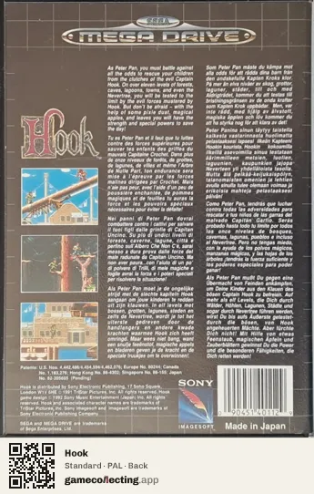 Hook Sega Mega Drive / Genesis, PAL box back