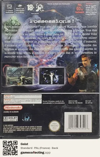Geist Nintendo GameCube, France box back
